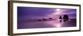 Silhouette of Seastacks at Sunset, Second Beach, Washington State, USA-null-Framed Photographic Print