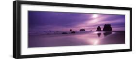 Silhouette of Seastacks at Sunset, Second Beach, Washington State, USA-null-Framed Photographic Print