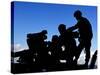 Silhouette of Soldiers Operating a BGM-71 Tow Guided Missile System-Stocktrek Images-Stretched Canvas