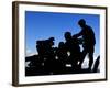 Silhouette of Soldiers Operating a BGM-71 Tow Guided Missile System-Stocktrek Images-Framed Photographic Print