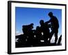 Silhouette of Soldiers Operating a BGM-71 Tow Guided Missile System-Stocktrek Images-Framed Photographic Print