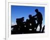 Silhouette of Soldiers Operating a BGM-71 Tow Guided Missile System-Stocktrek Images-Framed Photographic Print