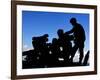 Silhouette of Soldiers Operating a BGM-71 Tow Guided Missile System-Stocktrek Images-Framed Photographic Print