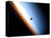 Silhouette of Space Shuttle Endeavour over Earth's Colorful Horizon-null-Stretched Canvas