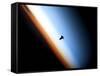 Silhouette of Space Shuttle Endeavour over Earth's Colorful Horizon-null-Framed Stretched Canvas