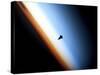 Silhouette of Space Shuttle Endeavour over Earth's Colorful Horizon-null-Stretched Canvas