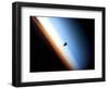 Silhouette of Space Shuttle Endeavour over Earth's Colorful Horizon-null-Framed Premium Photographic Print