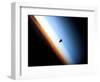 Silhouette of Space Shuttle Endeavour over Earth's Colorful Horizon-null-Framed Premium Photographic Print