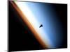 Silhouette of Space Shuttle Endeavour over Earth's Colorful Horizon-null-Mounted Premium Photographic Print