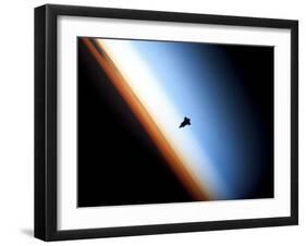 Silhouette of Space Shuttle Endeavour over Earth's Colorful Horizon-null-Framed Premium Photographic Print