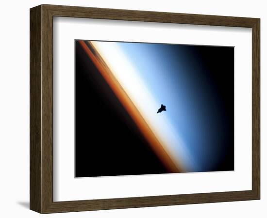 Silhouette of Space Shuttle Endeavour over Earth's Colorful Horizon-null-Framed Photographic Print