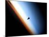 Silhouette of Space Shuttle Endeavour over Earth's Colorful Horizon-null-Mounted Photographic Print