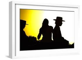 Silhouette of Spanish Couple on Horse-Felipe Rodríguez-Framed Photographic Print
