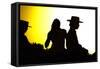 Silhouette of Spanish Couple on Horse-Felipe Rodríguez-Framed Stretched Canvas