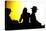 Silhouette of Spanish Couple on Horse-Felipe Rodríguez-Stretched Canvas