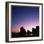 Silhouette of Stacks and Tree against Colorful Evening Sky-Micha Pawlitzki-Framed Premium Photographic Print