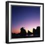 Silhouette of Stacks and Tree against Colorful Evening Sky-Micha Pawlitzki-Framed Photographic Print