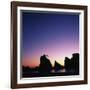 Silhouette of Stacks and Tree against Colorful Evening Sky-Micha Pawlitzki-Framed Photographic Print