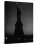 Silhouette of Statue of Liberty Lit by Two 200 Watt Lamps During Wartime Effort to Conserve Energy-Andreas Feininger-Stretched Canvas