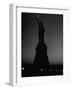 Silhouette of Statue of Liberty Lit by Two 200 Watt Lamps During Wartime Effort to Conserve Energy-Andreas Feininger-Framed Photographic Print