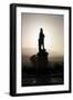 Silhouette of Statue of Robert the Bruce at Sunrise, Stirling Castle, Scotland, United Kingdom-Nick Servian-Framed Photographic Print