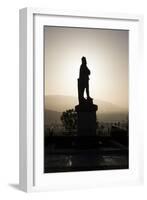 Silhouette of Statue of Robert the Bruce at Sunrise, Stirling Castle, Scotland, United Kingdom-Nick Servian-Framed Photographic Print