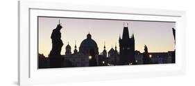 Silhouette of Statues on Charles Bridge-Markus Lange-Framed Photographic Print