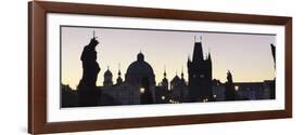 Silhouette of Statues on Charles Bridge-Markus Lange-Framed Photographic Print