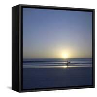 Silhouette of Surfer Walking on Avellanas Beach, Nicoya Peninsula, Costa Rica, Central America-Aaron McCoy-Framed Stretched Canvas