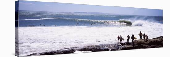 Silhouette of Surfers Standing on the Beach, Australia-null-Stretched Canvas