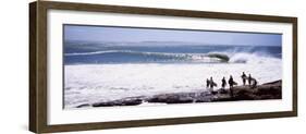 Silhouette of Surfers Standing on the Beach, Australia-null-Framed Photographic Print