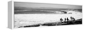 Silhouette of Surfers Standing on the Beach, Australia-null-Framed Stretched Canvas