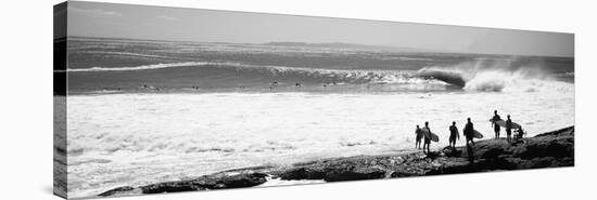 Silhouette of Surfers Standing on the Beach, Australia-null-Stretched Canvas