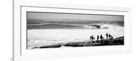 Silhouette of Surfers Standing on the Beach, Australia-null-Framed Photographic Print