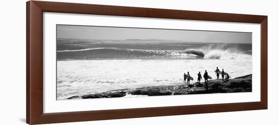 Silhouette of Surfers Standing on the Beach, Australia-null-Framed Photographic Print