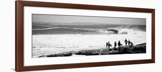 Silhouette of Surfers Standing on the Beach, Australia-null-Framed Photographic Print