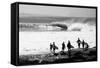 Silhouette of surfers standing on the beach, Australia-null-Framed Stretched Canvas