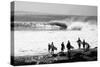 Silhouette of surfers standing on the beach, Australia-null-Stretched Canvas