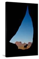 Silhouette of Tear Drop Arch and Dog, Monument Valley, Arizona-Michel Hersen-Stretched Canvas