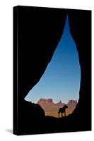 Silhouette of Tear Drop Arch and Dog, Monument Valley, Arizona-Michel Hersen-Stretched Canvas