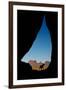 Silhouette of Tear Drop Arch and Dog, Monument Valley, Arizona-Michel Hersen-Framed Photographic Print