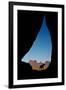 Silhouette of Tear Drop Arch and Dog, Monument Valley, Arizona-Michel Hersen-Framed Photographic Print