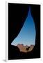 Silhouette of Tear Drop Arch and Dog, Monument Valley, Arizona-Michel Hersen-Framed Photographic Print