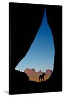 Silhouette of Tear Drop Arch and Dog, Monument Valley, Arizona-Michel Hersen-Stretched Canvas