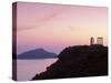 Silhouette of Temple of Poseidon, Attica, Greece-Walter Bibikow-Stretched Canvas