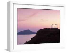 Silhouette of Temple of Poseidon, Attica, Greece-Walter Bibikow-Framed Premium Photographic Print