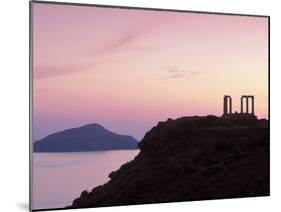 Silhouette of Temple of Poseidon, Attica, Greece-Walter Bibikow-Mounted Premium Photographic Print