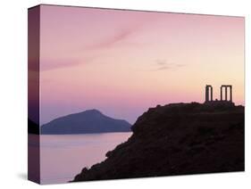 Silhouette of Temple of Poseidon, Attica, Greece-Walter Bibikow-Stretched Canvas