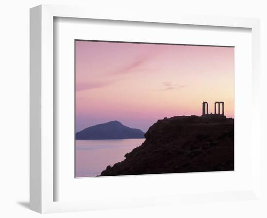 Silhouette of Temple of Poseidon, Attica, Greece-Walter Bibikow-Framed Photographic Print