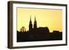 Silhouette of the Cathedral at Sunset, Grossbasel, Basel, Canton Basel Stadt, Switzerland, Europe-Markus Lange-Framed Photographic Print